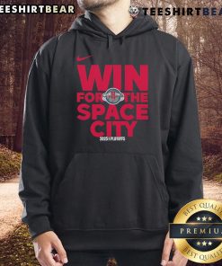 Alt Text: Houston Rockets 2025 hoodie featuring the Space City logo, celebrating a good NBA playoffs win.