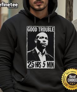 Corey Booker 'Good Necessary Trouble' hoodie featuring 25 hours and 5 mins design, perfect for advocates of social change.