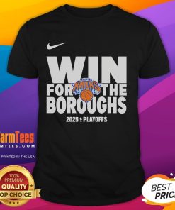 Good New York Knicks Win for the Boroughs 2025 Playoffs T-Shirt featuring vibrant team colors and bold graphics.