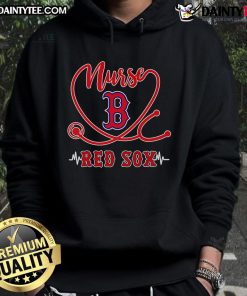 Good Nurse Red Sox hoodie featuring a stethoscope and heartbeat design, perfect for medical professionals and fans.