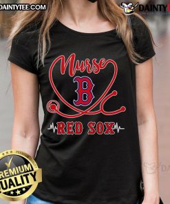 Good Nurse Red Sox stethoscope heartbeat ladies tee featuring a stylish design for healthcare professionals and fans.