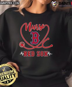 Good Nurse Red Sox sweatshirt featuring a stethoscope and heartbeat design, perfect for healthcare fans and baseball lovers.