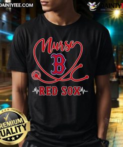 Good Nurse Red Sox Stethoscope Heartbeat T-Shirt design featuring a heart and stethoscope in Boston Red Sox colors.