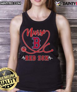 Good Nurse Red Sox tank top featuring a stethoscope and heartbeat design, perfect for healthcare fans.