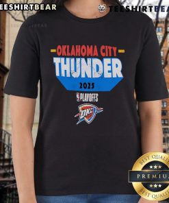 Alt Text: Good Oklahoma City Thunder 2025 Playoff Participant Master Ladies Tee featuring team colors and logo.