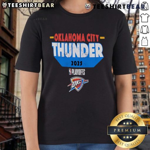 Alt Text: Good Oklahoma City Thunder 2025 Playoff Participant Master Ladies Tee featuring team colors and logo.