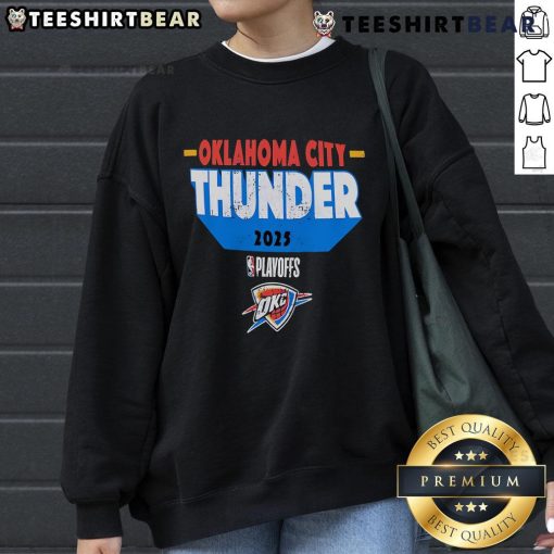Good Oklahoma City Thunder 2025 Playoff Participant Master Sweatshirt showcasing team colors and logo design.