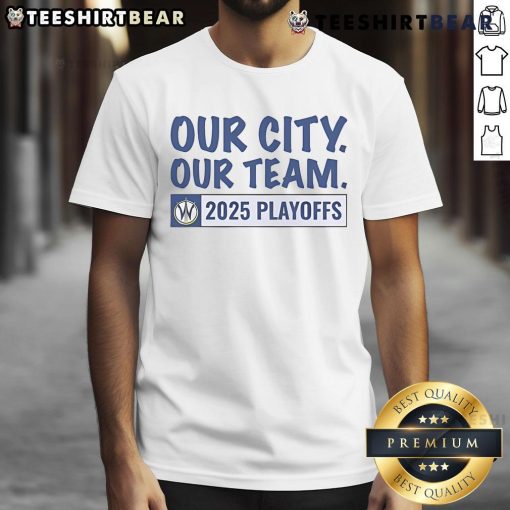 Alt Text: 2025 Santa Cruz Warriors logo t-shirt for Good Our City Our Team playoffs, showcasing team spirit and vibrant design.