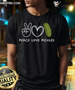 Good Peace Love Pickles retro T-shirt design for pickles lovers and food enthusiasts, featuring vibrant graphics.