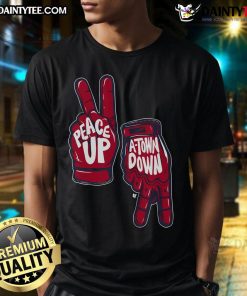 Good Peace Up A-Town Down T-Shirt featuring a stylish design perfect for casual wear and expressing positivity.