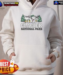 Good Peanuts Snoopy X Glacier National Park hoodie featuring colorful graphics and cozy design for outdoor enthusiasts.