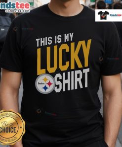 Alt Text: Good Pittsburgh Steelers This Is My Lucky T-Shirt featuring bold team colors and logo, perfect for game day.