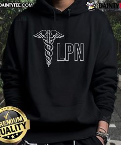 Good Practical Nurse LPN hoodie featuring a caduceus symbol, perfect for healthcare professionals and nursing students.
