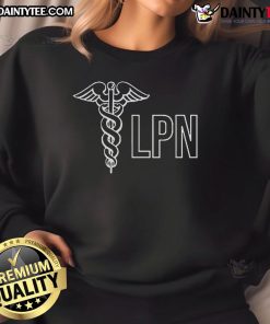 Good Practical Nurse LPN sweatshirt featuring a caduceus symbol, perfect for healthcare professionals and nursing students.