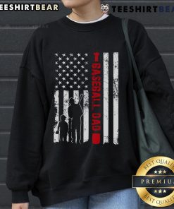 Good Proud Baseball Dad sweatshirt featuring American flag design, perfect gift for Father's Day sports enthusiasts.