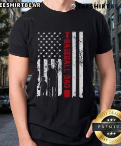 Good Proud Baseball Dad T-Shirt featuring American Flag design for Father's Day sports enthusiasts.