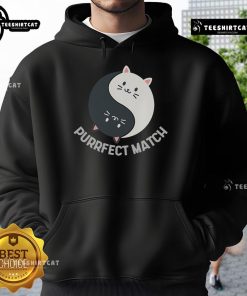 Adorable kawaii art hoodie featuring cute cats in a good purrfect match balance design, perfect for cat lovers.