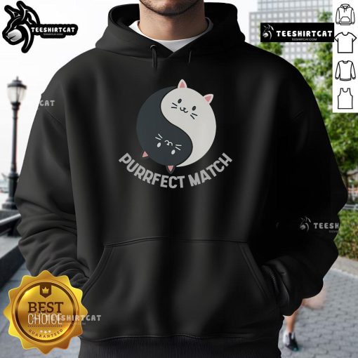 Adorable kawaii art hoodie featuring cute cats in a good purrfect match balance design, perfect for cat lovers.