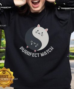 Cute kawaii art sweatshirt featuring adorable cats with the text 'Good Purrfect Match Balance' in colorful design.