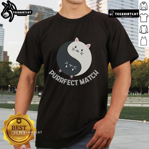Adorable kawaii art featuring cute cats on a t-shirt, perfect for cat lovers and showcasing the 'Good Purrfect Match' design.