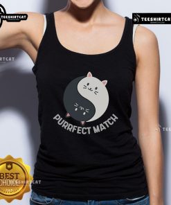 Cute kawaii art tank top featuring balanced cats, showcasing a good purrfect match design for cat lovers.