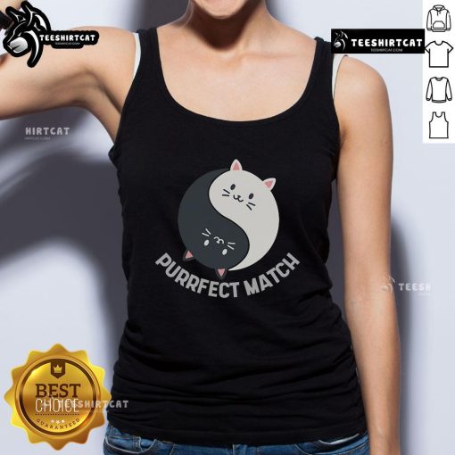Cute kawaii art tank top featuring balanced cats, showcasing a good purrfect match design for cat lovers.