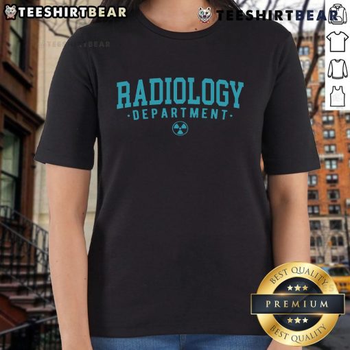 Radiology department team of female X-ray and CT MRI technologists wearing 'Good Radiology Department' tees.