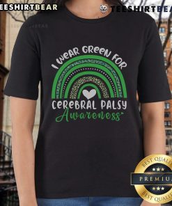 Good Rainbow in March We Wear Green Cerebral Palsy Awareness Ladies Tee featuring a vibrant design promoting awareness.