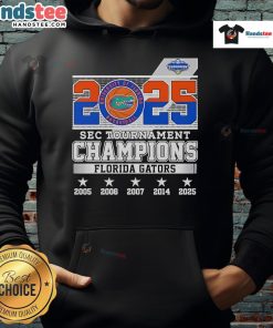 2025 SEC Tournament Champions Florida Gators hoodie featuring team colors and logo, perfect for fans.