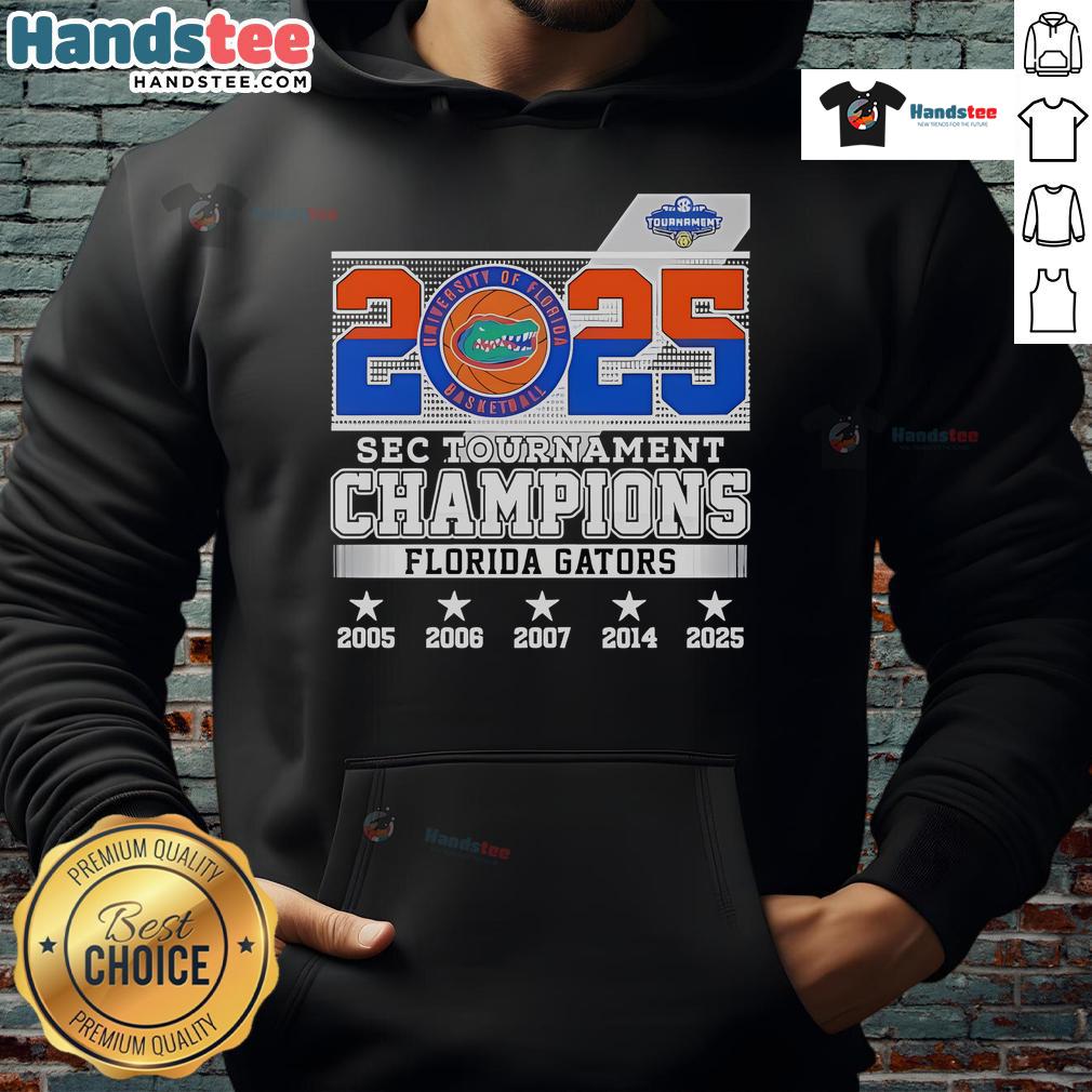 Good Sec Tournament Champions Florida Gators 2025 Hoodie 2025 SEC Tournament Champions Florida Gators hoodie featuring team colors and logo, perfect for fans.