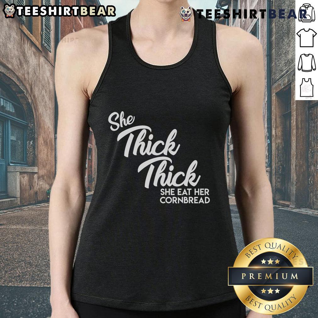 Good She Thick She Eat Her Cornbread Boss Man Dlow Shake Dat Song Tank Top Good She Thick She Eat Her Cornbread song cover featuring Boss Man Dlow in a vibrant tank top, celebrating body positivity.