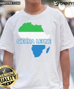 Good Sierra Leone Sierra Leonean Pride Flag Map Africa T-Shirt showcasing the vibrant colors of the Sierra Leone flag.