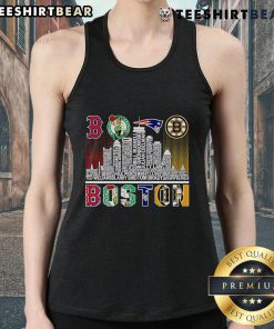 Boston sports team players tank top showcasing skyline design, perfect for fans of Boston sports culture and style.