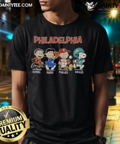 Good Snoopy and Friends fan Philadelphia sports team T-shirt featuring colorful graphics and vibrant design for enthusiastic supporters.