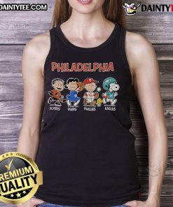 Good Snoopy and Friends fan tank top featuring Philadelphia sports team graphics, perfect for game day and casual wear.