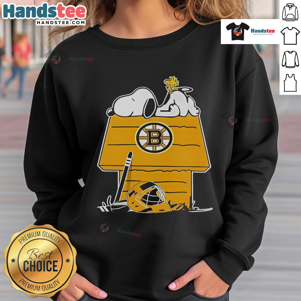 Good Snoopy And Woodstock On The Chimney Boston Bruins Hockey Sweatshirt Good Snoopy and Woodstock on the chimney design featured on a Boston Bruins hockey sweatshirt.