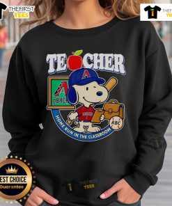 Good Snoopy Teacher Arizona Diamondbacks Home Run in the Classroom Sweatshirt featuring a fun baseball-themed design.