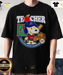 Alt Text: Good Snoopy Teacher Arizona Diamondbacks Home Run in the Classroom T-Shirt featuring Snoopy celebrating baseball.