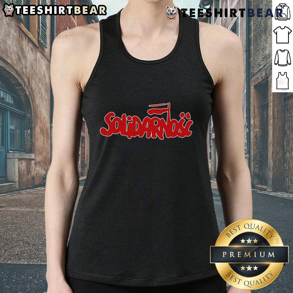 Good Solidarity Solidarnosc Polish Trade Union 1980S Tank Top Alt Text: 1980s Polish trade union tank top featuring Good Solidarity Solidarnosc logo, symbolizing workers' rights and activism.