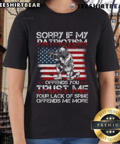 Good Sorry If My Patriotism Offends You patriotic US flag ladies tee, showcasing vibrant colors and stylish design.