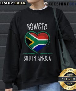 Good South Africa flag heart design on a Soweto City sweatshirt, showcasing pride and style in vibrant colors.