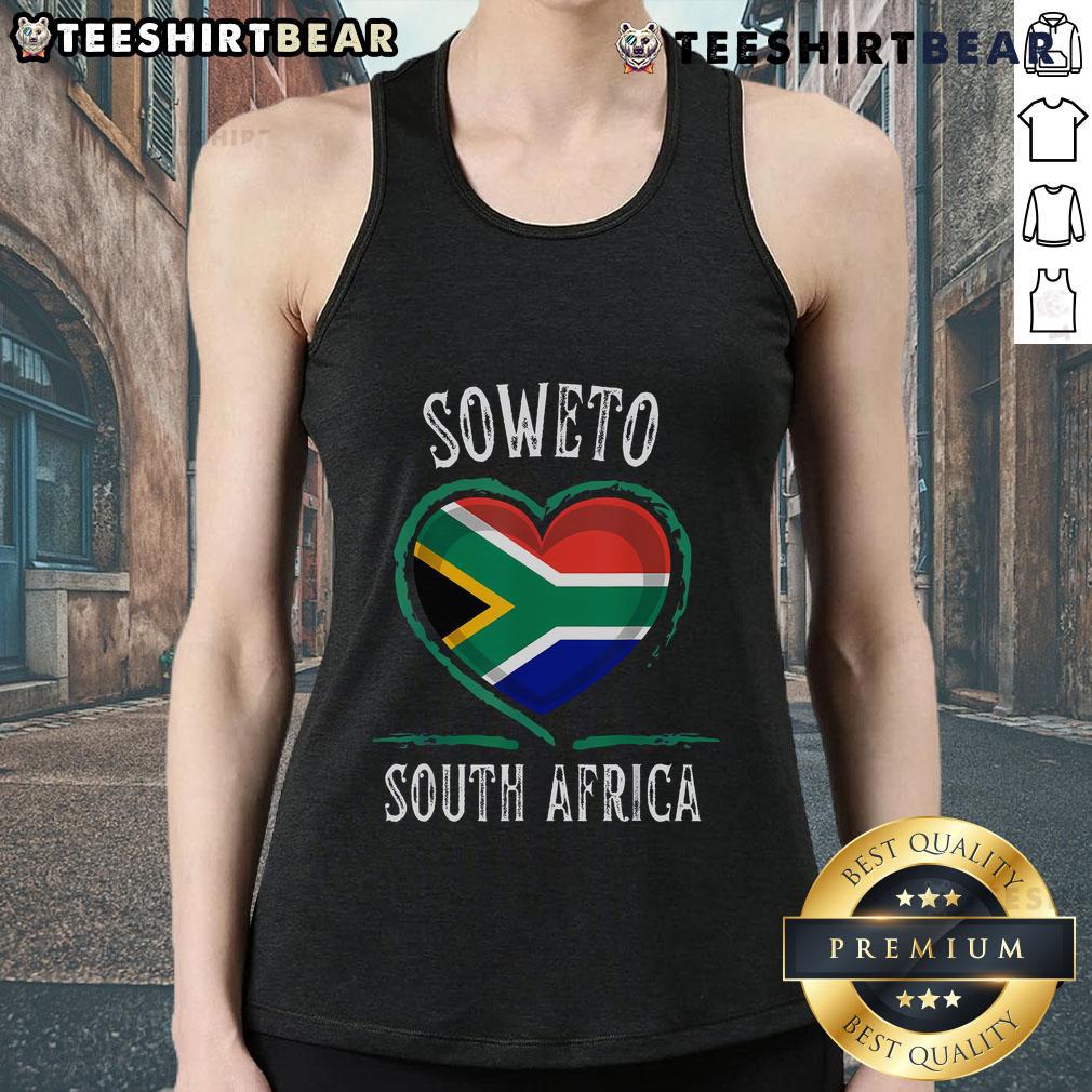 Good South Africa Flag Heart Soweto City Tank Top Heart-shaped South Africa flag design on a tank top featuring Soweto city, perfect for showcasing national pride.