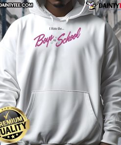 Good Spellling I Hate The Boys At School Hoodie featuring playful text design, perfect for school spirit and casual wear.