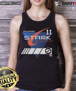 Good Stark Industries Motor Racing Marvel Iron Man tank top featuring vibrant graphics and a stylish design for fans.
