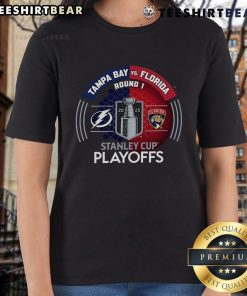 Good Tampa Bay Lightning vs Florida Panthers 2025 Stanley Cup Playoffs Ladies Tee showcasing team colors and logo design.