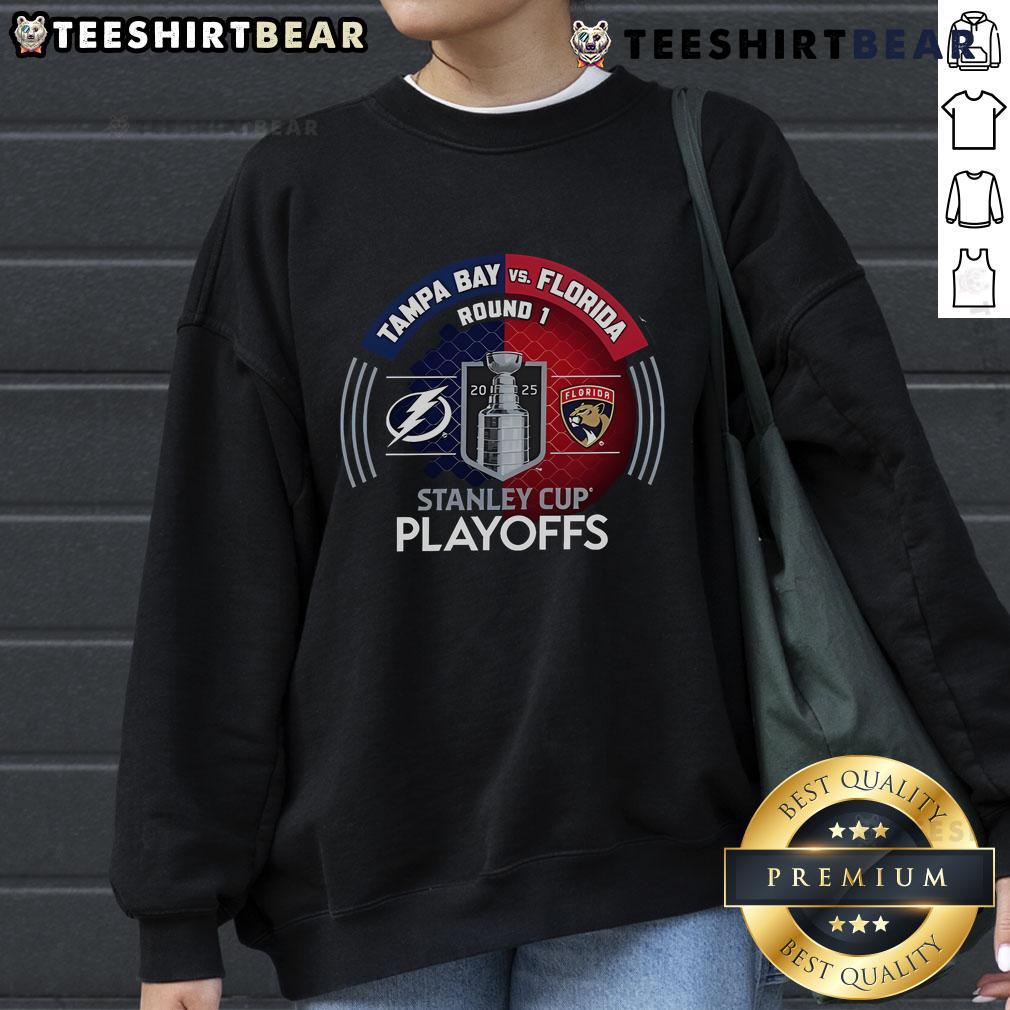 Good Tampa Bay Lightning Vs Florida Panthers 2025 Stanley Cup Playoffs First Round Dueling Match-Up Sweatshirt Good Tampa Bay Lightning vs Florida Panthers 2025 Stanley Cup Playoffs sweatshirt showcasing team pride and playoff spirit.