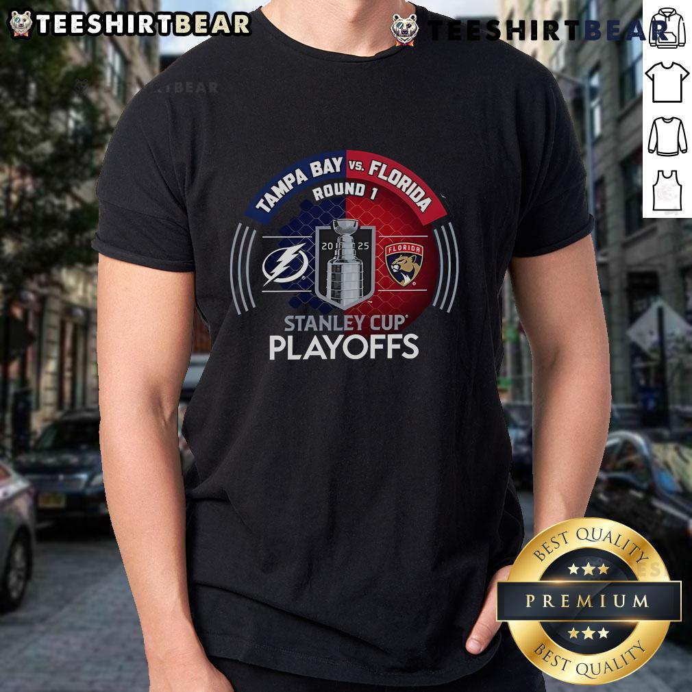 Good Tampa Bay Lightning Vs Florida Panthers 2025 Stanley Cup Playoffs First Round Dueling Match-Up T-Shirt Good Tampa Bay Lightning vs Florida Panthers 2025 Stanley Cup Playoffs T-Shirt featuring vibrant team graphics.