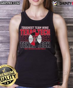 Texas Tech Red Raiders basketball tank top featuring 'Toughest Team Wins' slogan, perfect for fans and athletes.