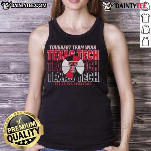 Texas Tech Red Raiders basketball tank top featuring 'Toughest Team Wins' slogan, perfect for fans and athletes.