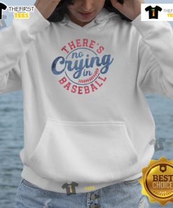 Funny game day baseball hoodie with 'No Crying in Baseball' slogan, perfect for baseball fans and sports enthusiasts.